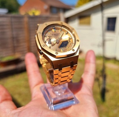 New Custom GShock GA2100 Casioak Stainless Steel Bracelet Gift - All Gold mod