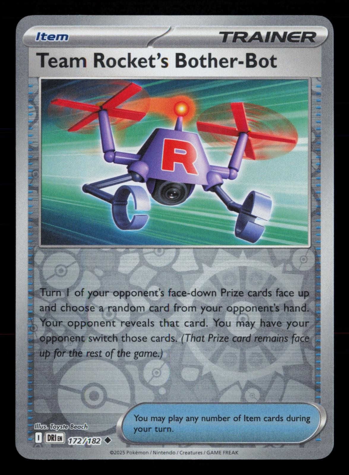 Team Rocket's Bother-Bot 172/182 Destined Rivals Pokemon Reverse Holo NM