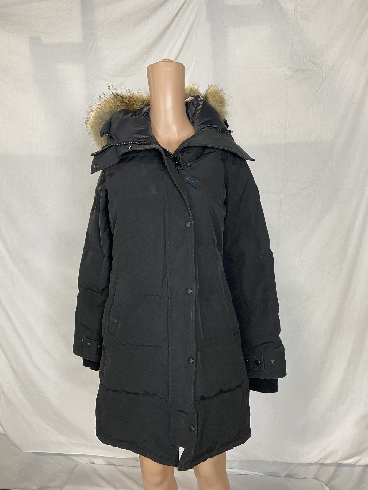 Canada Goose Womens Shelburne Parka Coat With Coyote Fur Size S Black Preowned