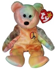 TY Beanie Baby - PEACE the Ty-Dyed Bear 8.5 inch - MWMTs Stuffed Animal Toy