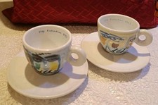 2 Tazzine ILLY COLLECTION 1993 Richard Ginori SANDRO CHIA Serie Facce Italiane