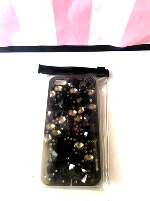 Victoria's Secret PINK Apple iPhone 5 Case Phone Cover Black Crystal Jewels New