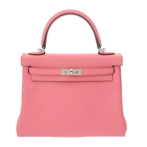Hermes Kelly 25 Retourne 2Way 660113 Handbag Swift Leather Silver #WB189