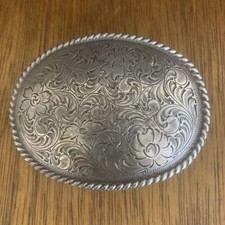 NOCONA Oval Silver-Plate Western Belt Buckle 3.5 x 2.5"