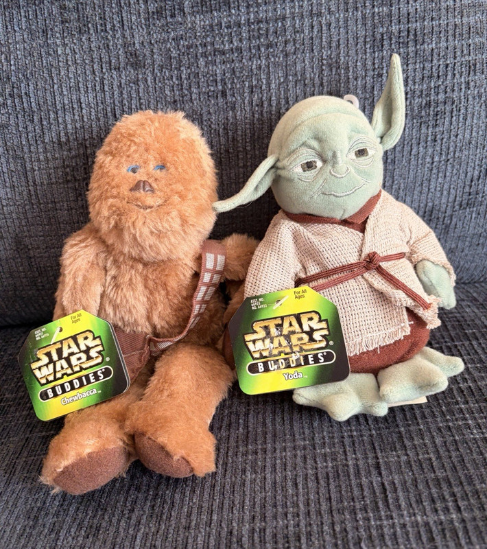 Kenner Star Wars Buddies Plush Lot: Chewbacca & Yoda w/ Tags (1997)