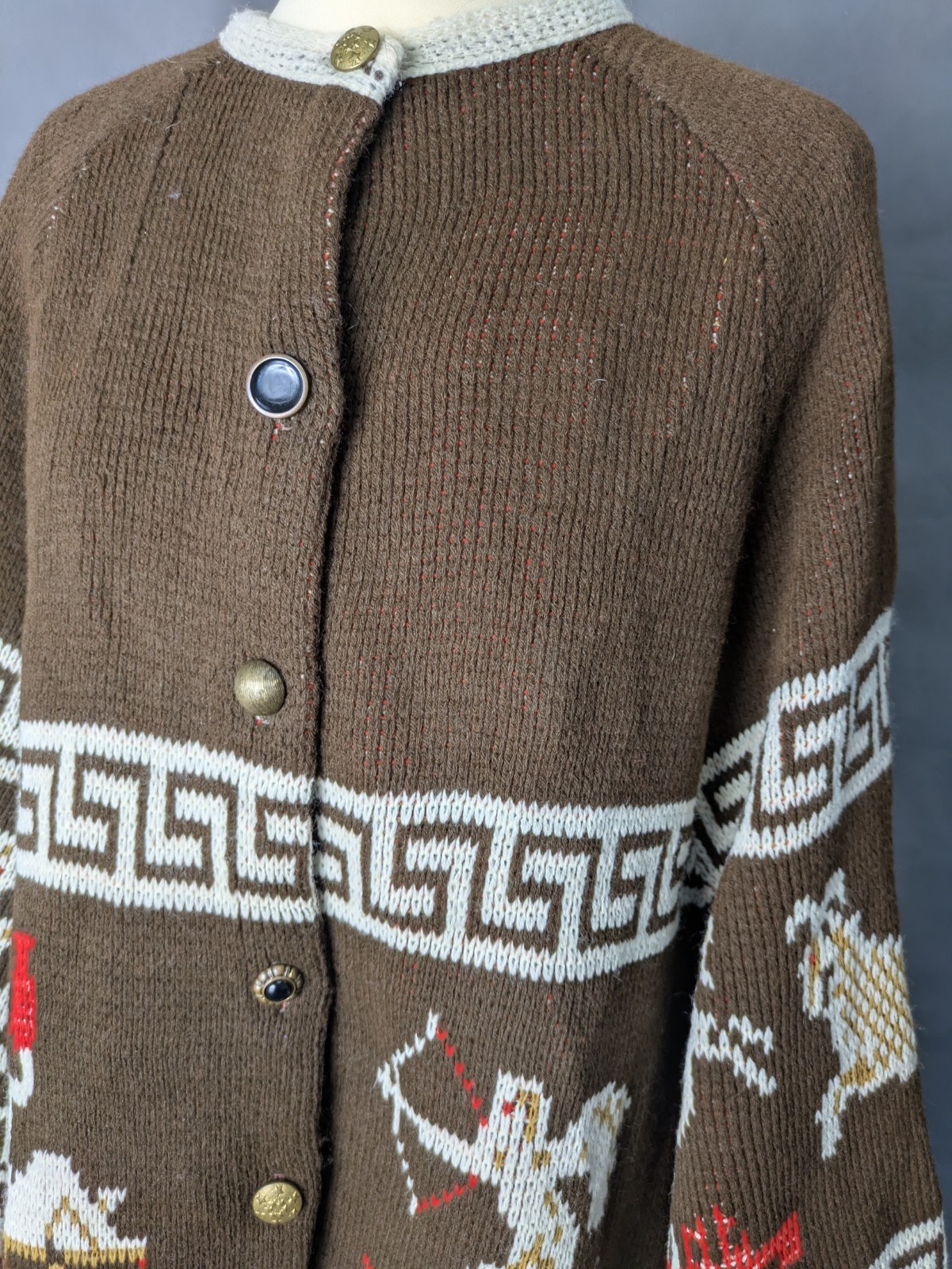 70s Astrology Zodiac Knit Poncho Cape – Carol Brent – Vintage Boho Fringe