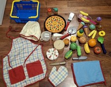 Vel-cro Slicable Play Food Pizza, Cake, Ice Cream, Fruits Veggies w/ Apron