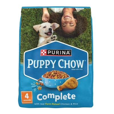 2 x Purina Puppy Chow Complete Dry Dog Food, High Protein Farm-Raised, 4 lb Bag