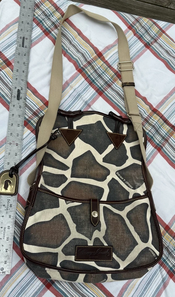 DOONEY & BOURKE Giraffe Print Canvas Crossbody Saddle Bag Purse-NICE - Image 2 of 4