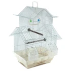 White 18-inch Medium Parakeet Wire Bird Cage for Budgie Parakeets Finches
