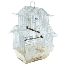 White 18-inch Medium Parakeet Wire Bird Cage for Budgie Parakeets Finches