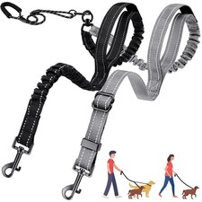 Double Leash for Two Dogs, No Tangle 360  Swivel Dual Dog Leashes with 4 Hand...