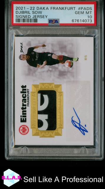 DJIBRIL SOW SIGNED JERSEY DAKA EINTRACHT FRANKFURT 2021-2022 PADS 02/10 PSA 10