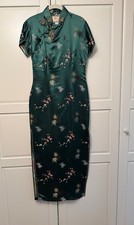 Women Green Qipao Dress Chinese Traditional Long Size 4 36