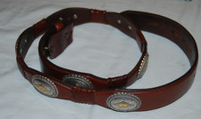 Tony Lama Leather Belt size 36 with great western design medallions - no buckle