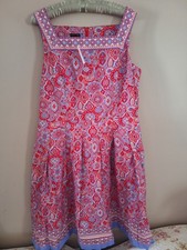 TALBOTS Red - Blue - Lavender Sun Dress - All Cotton - Size 12 - NWT