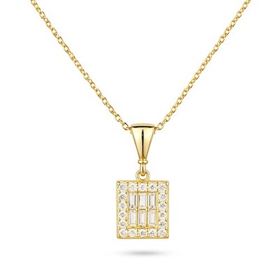 9 kt Gold Zirkonia Quadrat Cluster Heiligenschein Anhänger - Wählen Sie Ihre 18'' Kette