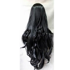 31.5in Black Long Curly Wigs Fashion Cosplay Costume Hair Anime Full Wavy Wig