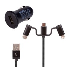 Laser 2.4A Car Charger with 3 in 1 Charging C...