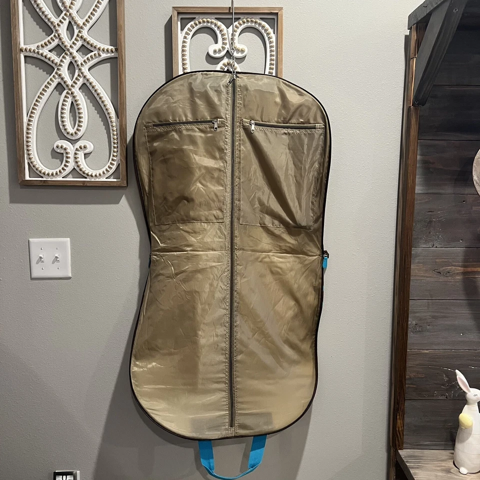 Bolsa de ropa colgante con cremallera marrón azulado a lunares equipaje de mano Foto 3 de 3