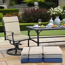 Aoodor 2Pcs Outdoor Patio Deck Cartridge High Back Dining Chair Cushions Seat