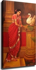 Oil Painting Raja Ravi Varma Hamsa And Damayanti Oil Painting Art Poster