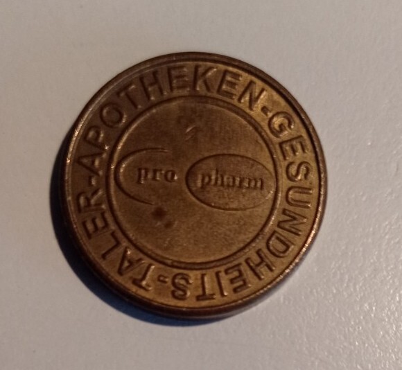 SANDOZ Pharmaceutical small coin token pin badge LSD Albert Hofmann ...