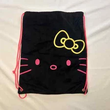 Loungefly Kid Hello Kitty by Sanrio Black Pink Neon Drawstring Bag NWoT