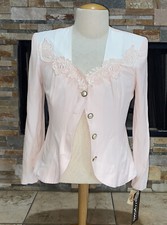 Vintage 80 s 90 s Perceptions Irene Women s Pink Blouse Jacket Pearl Size 14 NEW