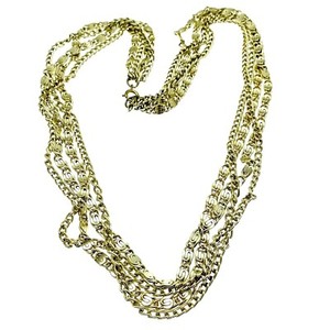 Authentic Waterfall Layered Chain Necklace 25” Gold Plated Scroll Snail Cub Link 70s VTG