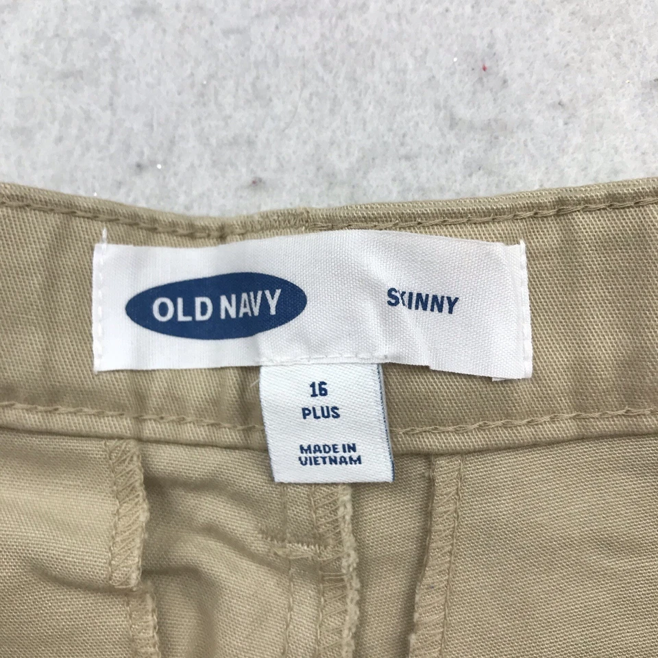 Old Navy Pants Girls 16 Plus Rolled Oats Beige Uniform Skinny Leg Adjustable NWT - Image 2 of 4