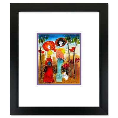 Moshe Leider, Framed Original Mixed Media Watercolor Painting, Hand Signed