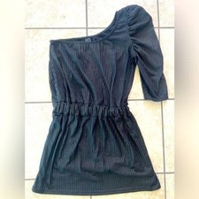 Zara evening collection studded silver black one shoulder mini dress. Size M.