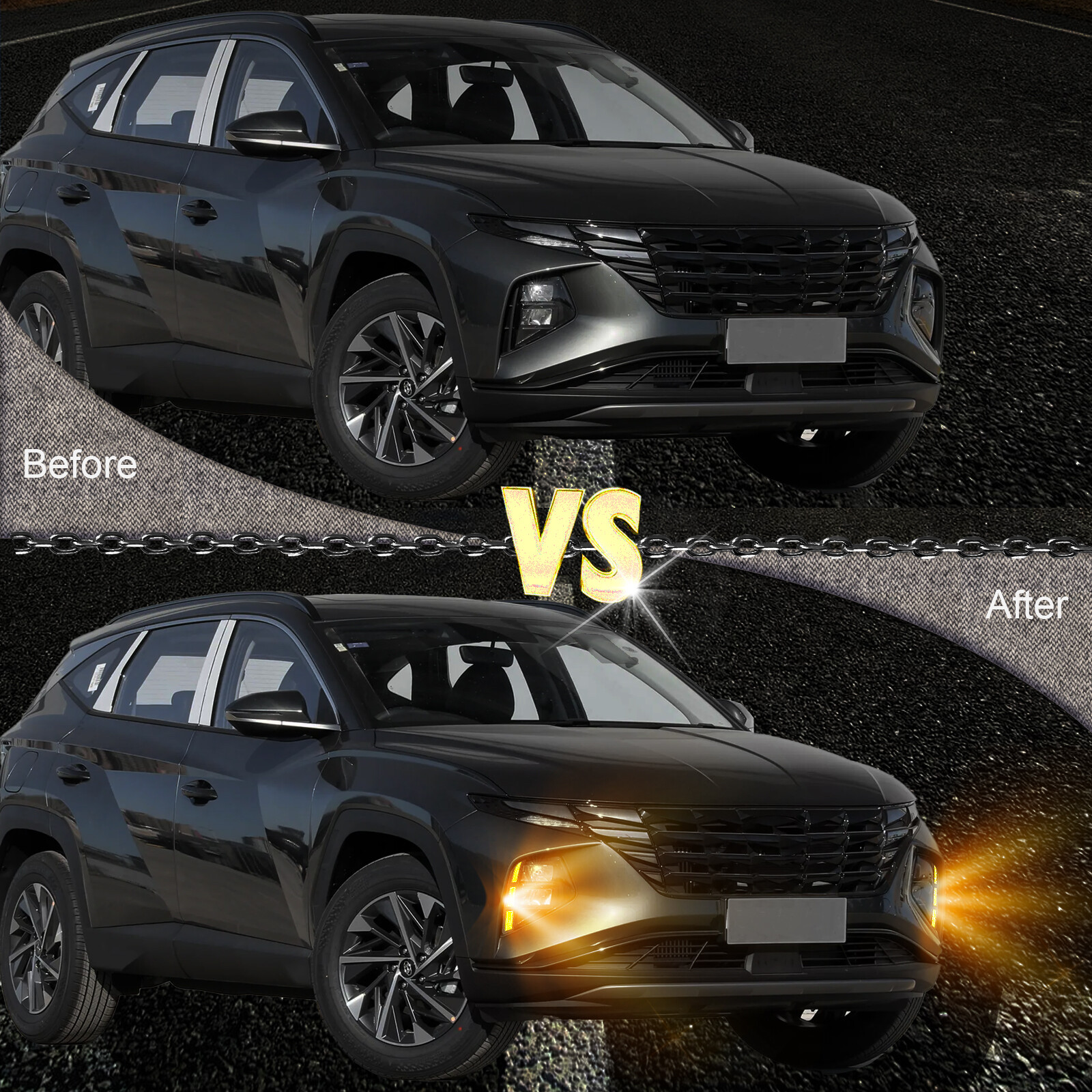 LED Daytime Running Light Turn Signal Fog Lamps DRL for Hyundai Tucson 2022-2024