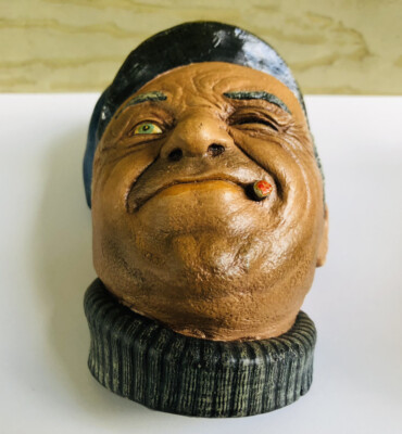 Handmade hand painted 3-D plaster Man portrait figurine wall hanger Home decor