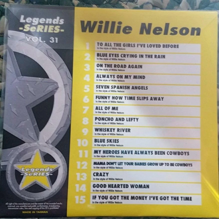 LEGENDS KARAOKE CDG WILLIE NELSON COUNTRY OLDIES OUTLAW  #31 15 SONGS CD+G Foto 2 de 2