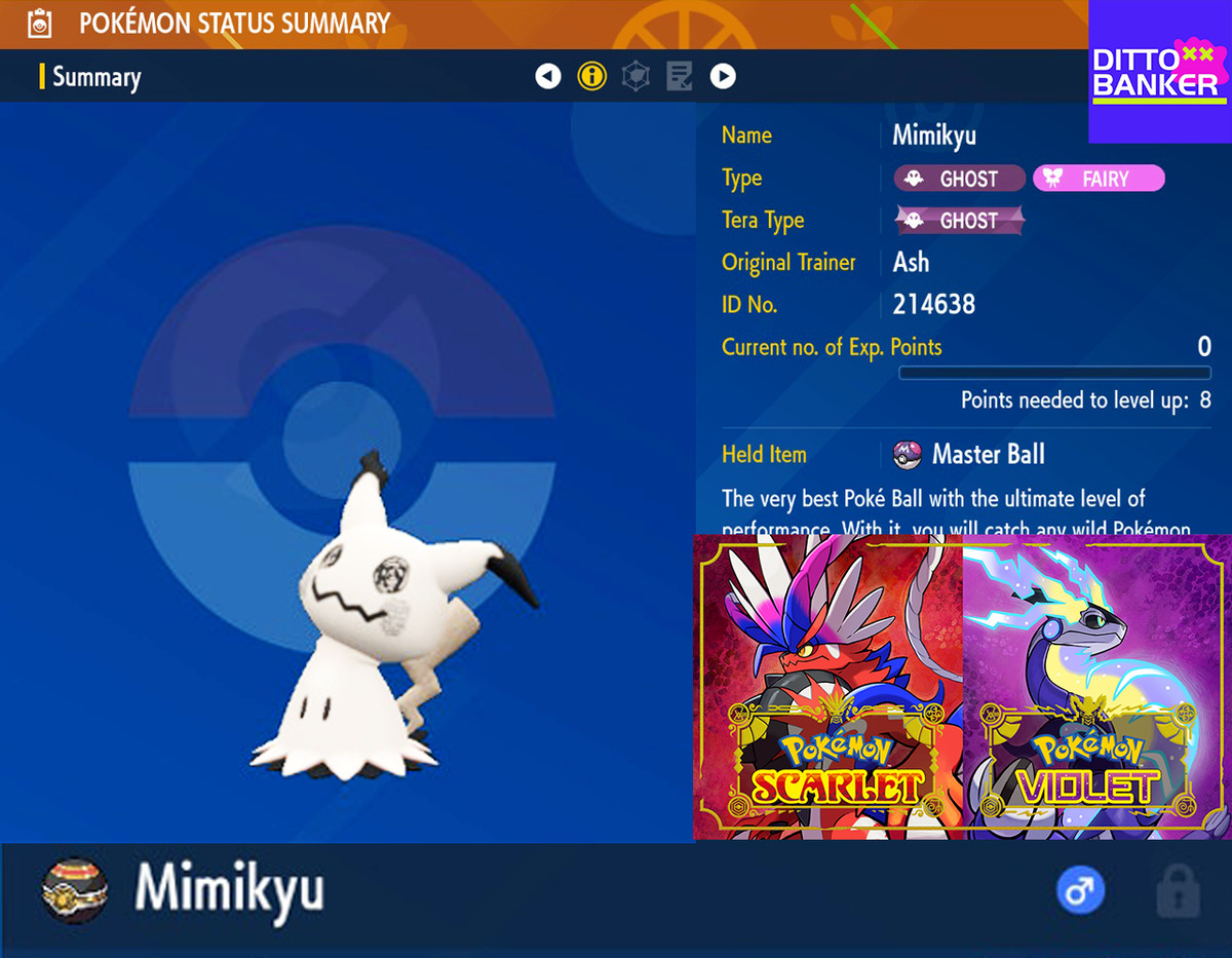 6IV Shiny Mimikyu Pokemon Scarlet and Violet