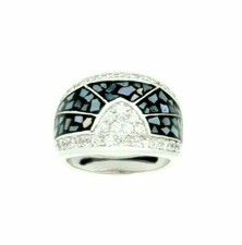 BLACK ABALONE AND WHITE 925 STERLING SILVER INLAY RINGS