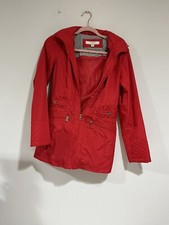 Girls Junior Liz Claiborne Raincoat Detachable Hood Red Xxs 5 Fitted Lined Zip