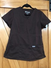 Women  s Greys Anatomy Brown Medical Scrub Top Size M Medium
