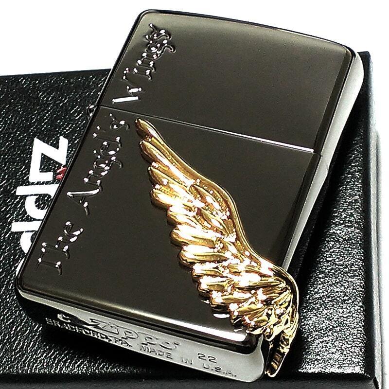 Zippo Angel's Wings Black Gold Wing Angel Sided 3 Processing Zippo Angel's Wings Black Gold Wing Angel Sided 3 Processing