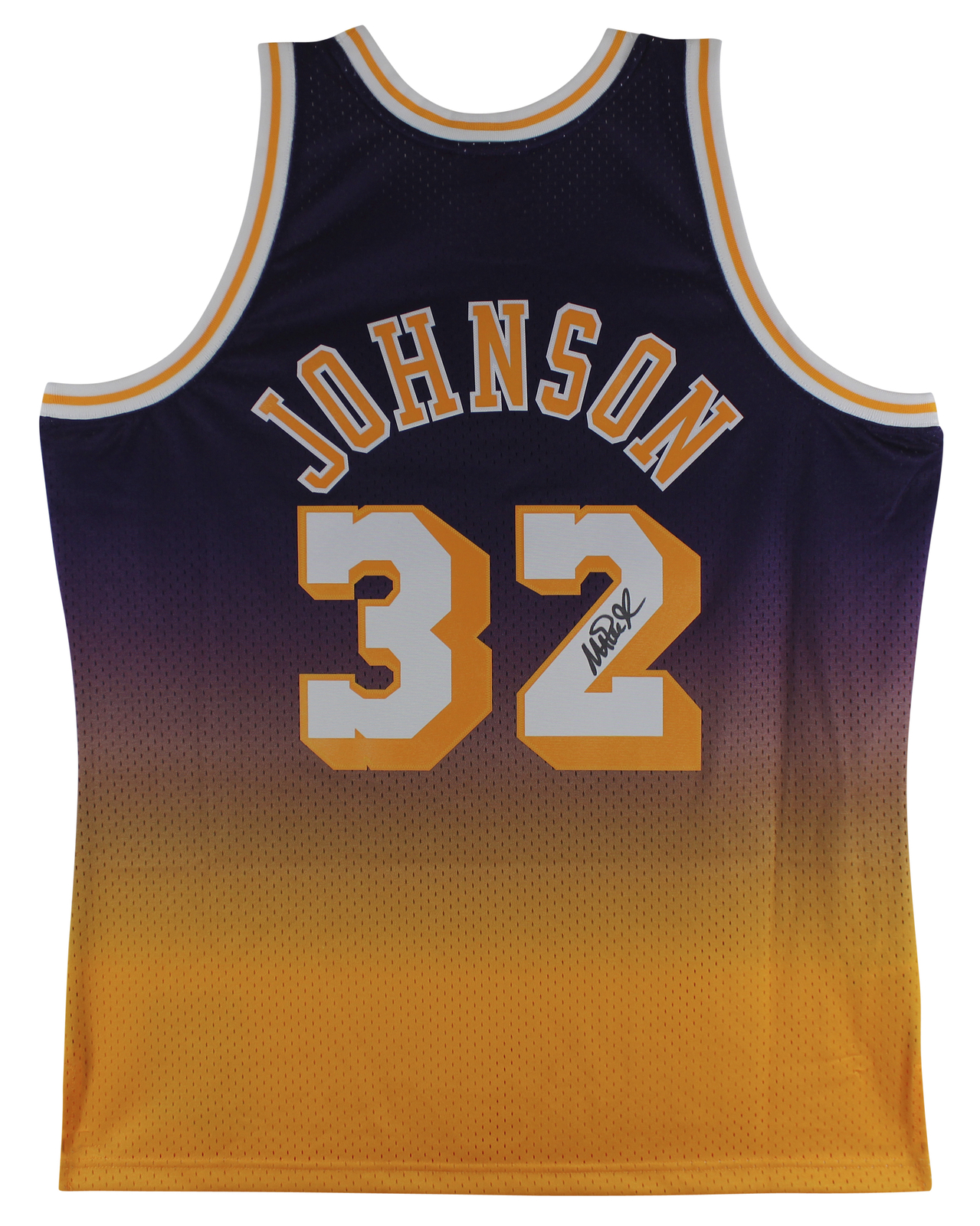 Magic Johnson Autographed Signed Lakers Purple Two-Tone M&N 84-85 Hwc Swingman Jersey Beckett W 