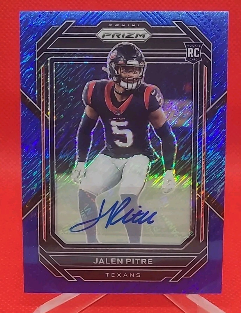 2022 PANINI PRIZM- JALEN PITRE ROOKIE BLUE SHIMMER PRIZM AUTO #383 /25 TEXANS RC