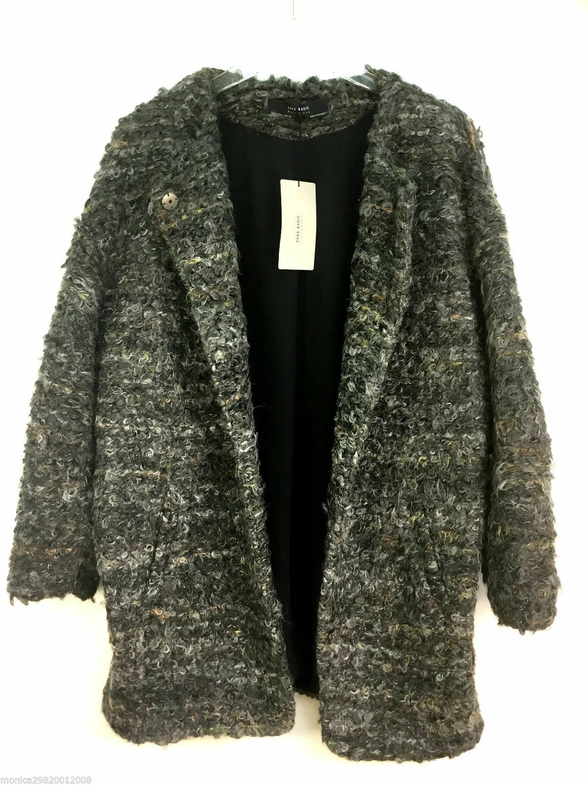 Zara Round Neck Fluffy Coat Size S
