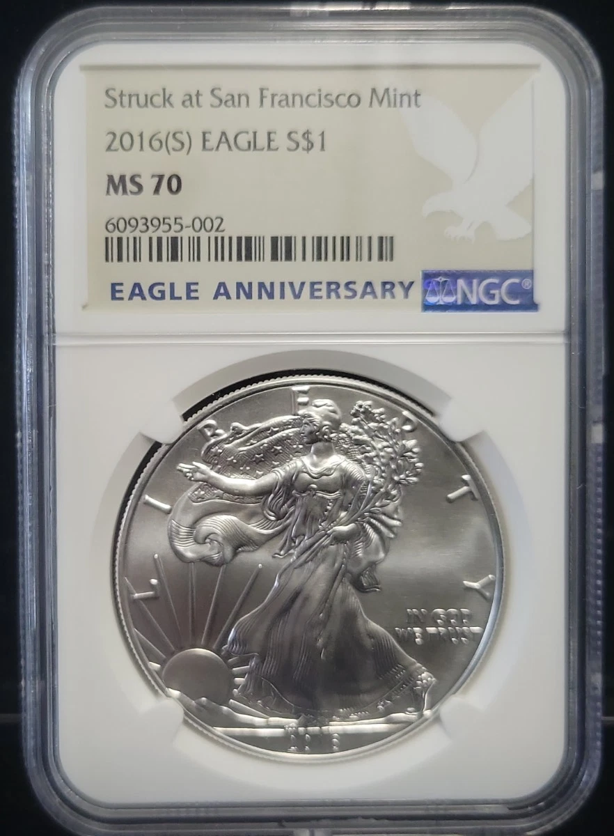 25+ American Eagle MS 70 Graded 2016 Silver Bullion Coins for sale