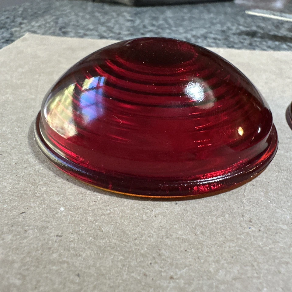 VTG 1920's 1930's Glass 3" Taillight Lenses  Set Dodge Willys Ford Chevy Rat Rod - Image 2 of 4