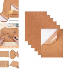 Self-Adhesive Cork Sheets 8 Pack 1mm Thick 8.3x11.8 Inch Rectangular Insulation