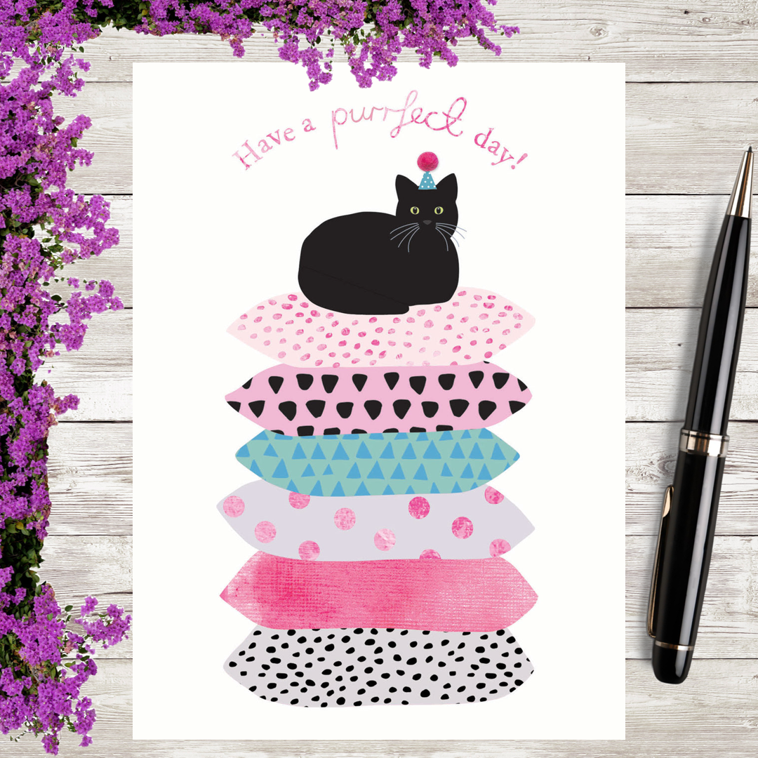 Cat Themed Birthday Card -  Party Kitchen - Sale For Our Animal Charity