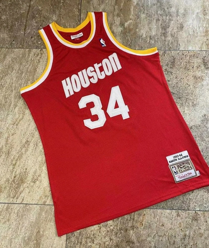Houston Rockets Hakeem Olajuwon vintage red 34 basketball jersey image 3