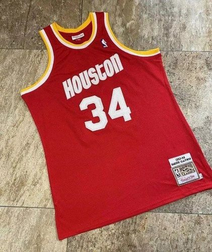Houston Rockets Hakeem Olajuwon vintage red 34 basketball jersey image 3